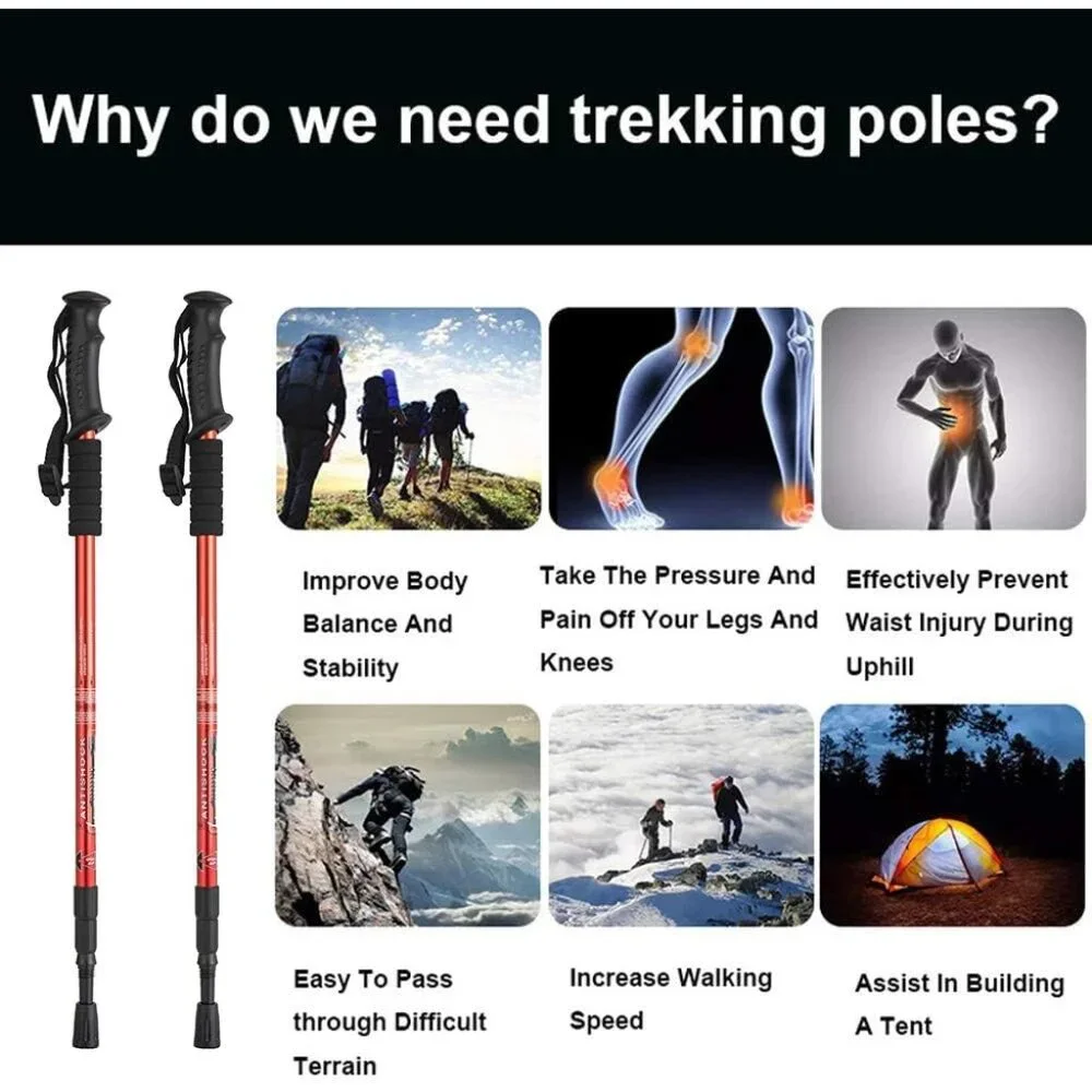Hiking Trekking Poles, 2 Pack Collapsible, Lightweight, Anti Shock, Walking Stic - Picture 6 of 7